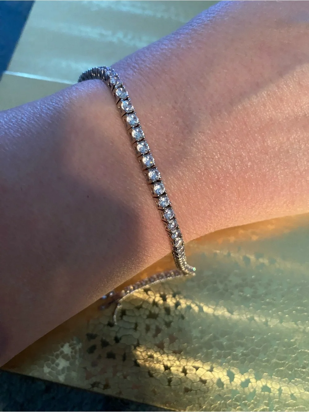 New Crystal “Diamond” tennis bracelet, sterling silver